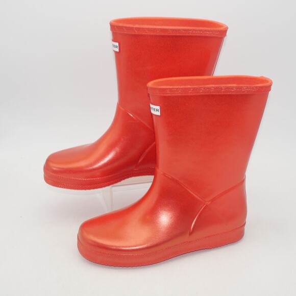 NEW Hunter Boots Girl's 4  Kids Original First Classic Nebula Rainboot  Red Tang - Picture 1 of 12